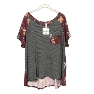 Contrasting fabrics, women’s 2X- NWT- runs small-  fits like a 1x